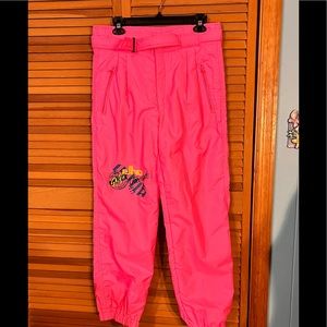 New 1980s ski pants snowboard neon pink German Elho 14 48 12 never worn